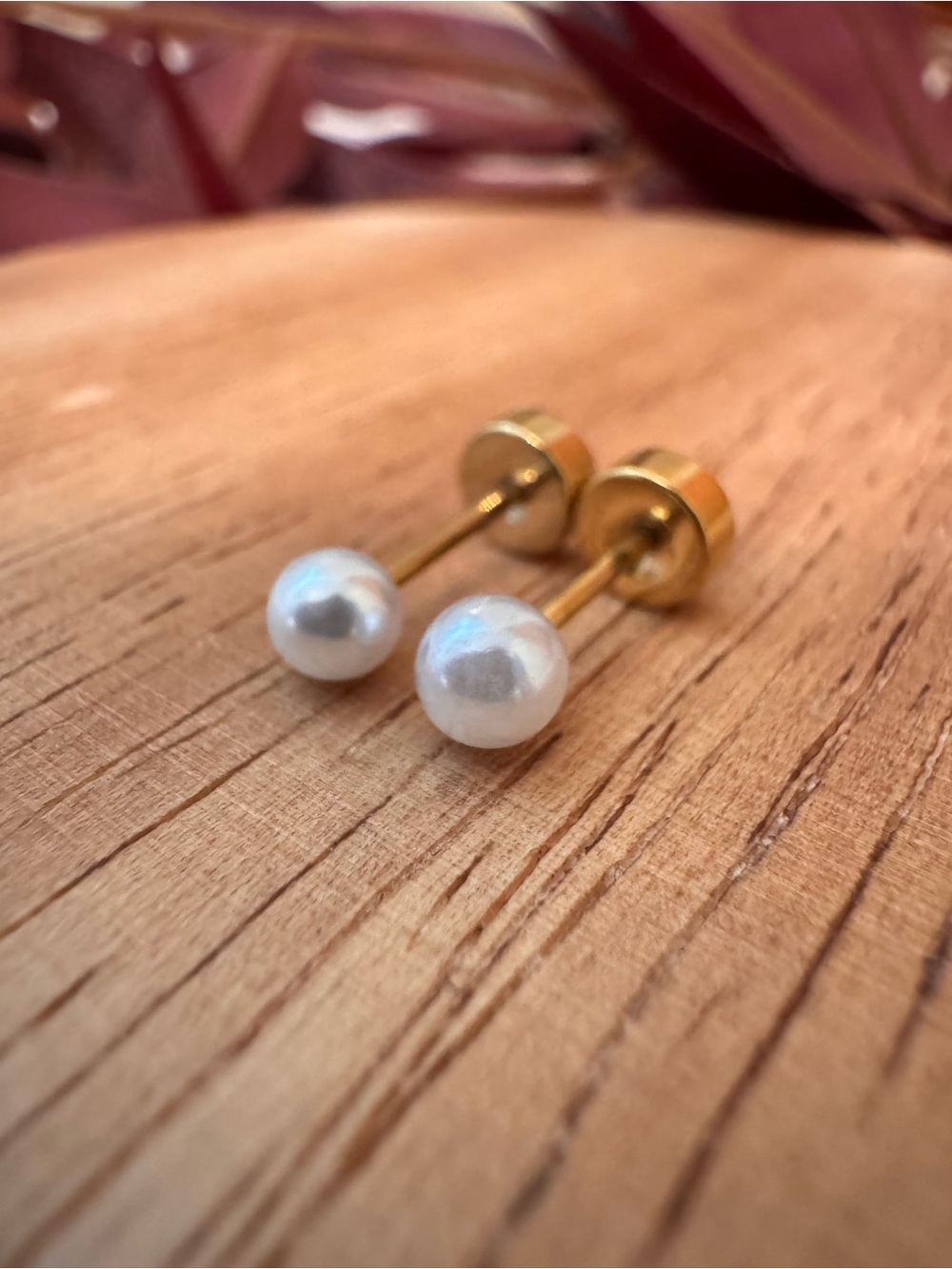 Gold Pearl Stud Earrings
